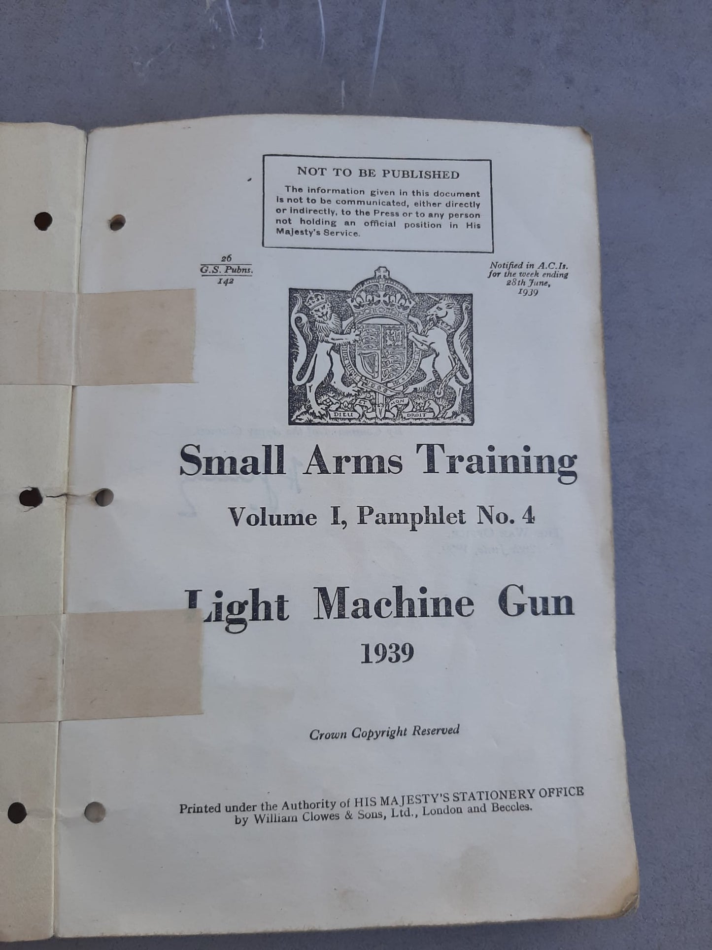 Manuel d’entraînement Small Arms Training - Light Machine Gun (1939)